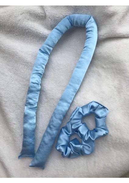 Kadın Kumaş Mavi Renk Isısız Saç Şekillendirici Sosis Toka Seti