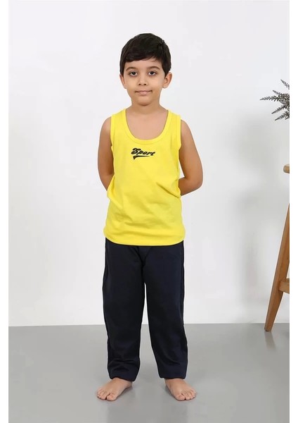 Moda Erkek Çocuk Sıfır Kol Penye Pijama Takım Sarı fiyatları