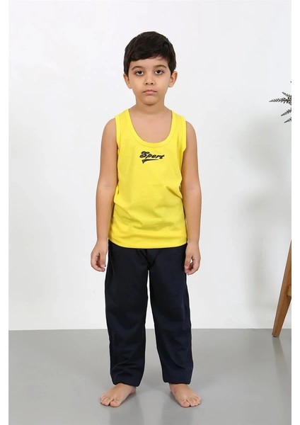 Moda Erkek Çocuk Sıfır Kol Penye Pijama Takım Sarı modelleri