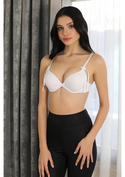 Moda Kadın Destekli Balenli Sütyen Beyaz