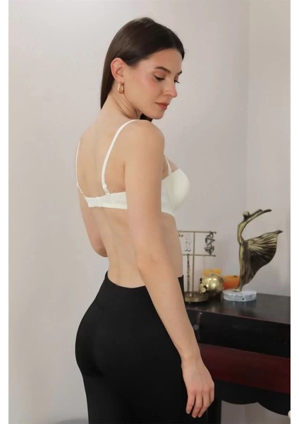 Moda Kadın Yarım Destekli Balenli Staplez Sütyen Ekru modelleri