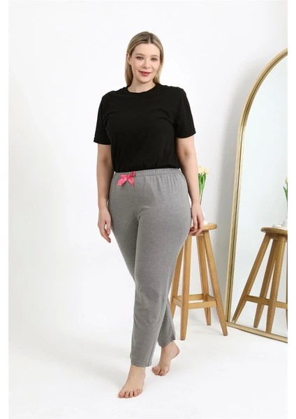 Moda Kadın Pamuklu Büyük Beden Alt Pijama Gri