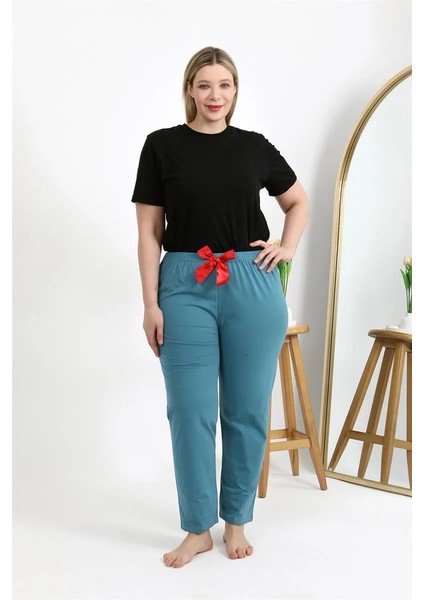 Moda Kadın Pamuklu Büyük Beden Alt Pijama Petrol indirimleri
