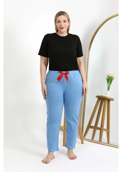 Moda Kadın Pamuklu Büyük Beden Alt Pijama Mavi fiyatları