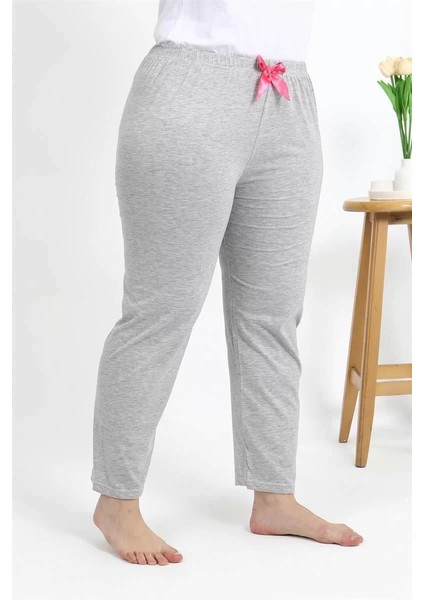 Moda Kadın Pamuklu Büyük Beden Alt Pijama Gri modelleri
