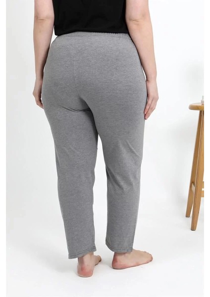 Moda Kadın Pamuklu Büyük Beden Alt Pijama Gri
