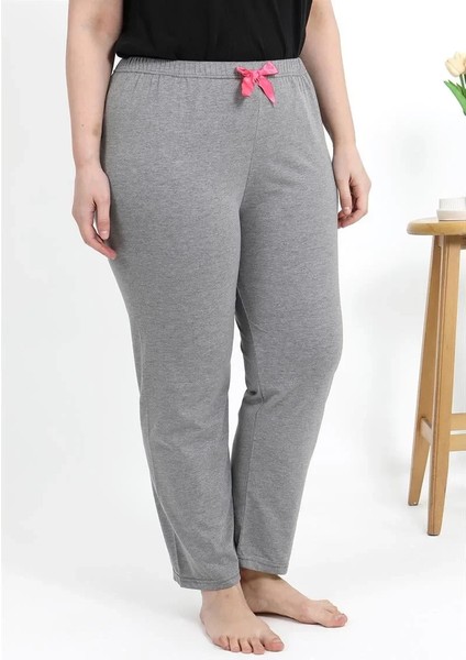 Moda Kadın Pamuklu Büyük Beden Alt Pijama Gri