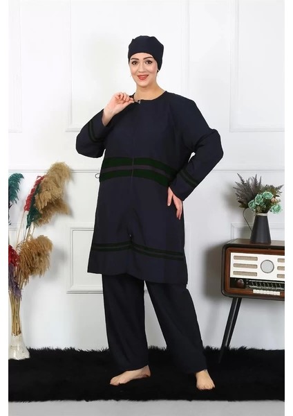 Moda Büyük Beden Tesettür Mayo Lacivert