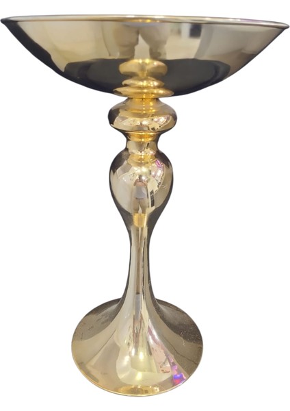 39CM Küçük Gold Renk Metal Mumluk