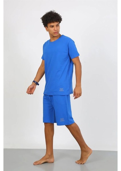 Moda Erkek Pamuk Lakost Alt Üst Kaprili Pijama Takım Saks indirimleri