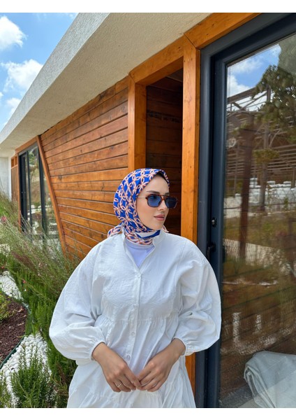 Bukle Desenli Eşarp Saks