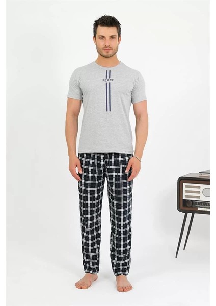 Moda Erkek Pamuk Kısa Kol Pijama Takım Gri fırsatları