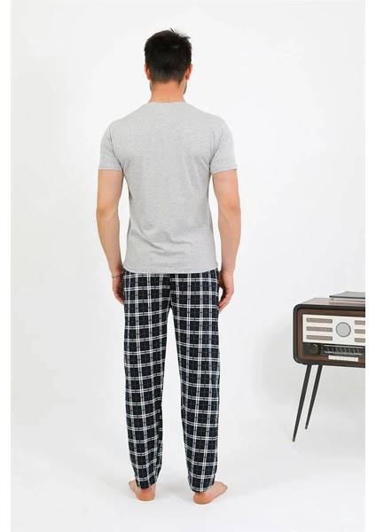 Moda Erkek Pamuk Kısa Kol Pijama Takım Gri indirimleri