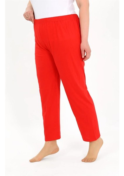 Moda Kadın Pamuklu Büyük Beden Alt Pijama Kırmızı modelleri