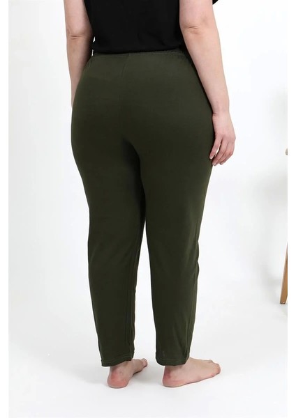 Moda Kadın Pamuklu Büyük Beden Alt Pijama Haki