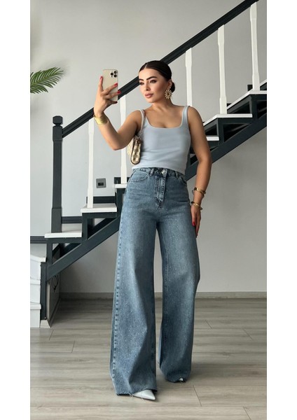 Minimal Taşlı Palazzo Jean fiyatları