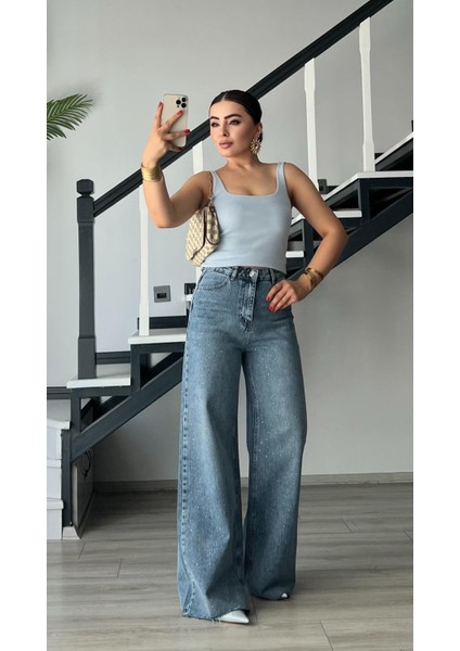 Minimal Taşlı Palazzo Jean fırsatları