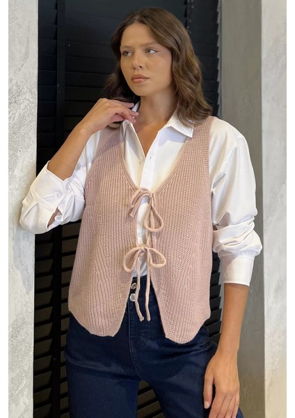 Kadın Ön Bağlamalı Triko Yelek (S-M-L-Xl Uyumludur) P-00017993 fiyatları