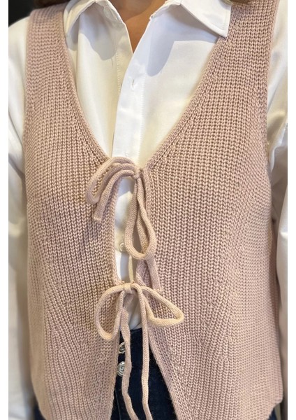 Kadın Ön Bağlamalı Triko Yelek (S-M-L-Xl Uyumludur) P-00017993 fırsatları