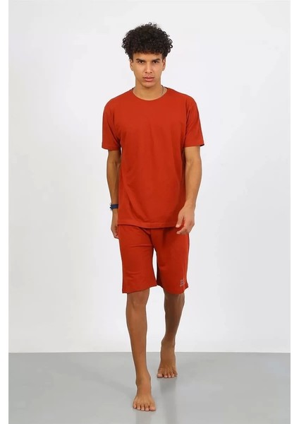 Moda Erkek Pamuk Lakost Alt Üst Kaprili Pijama Takım Kremit indirimleri