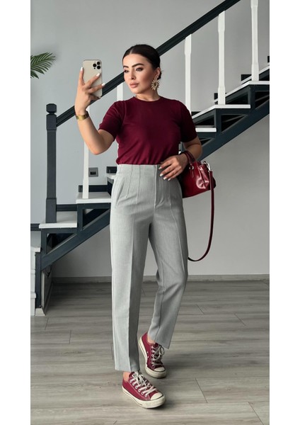 Açık Gri Flatolu Pantolon modelleri