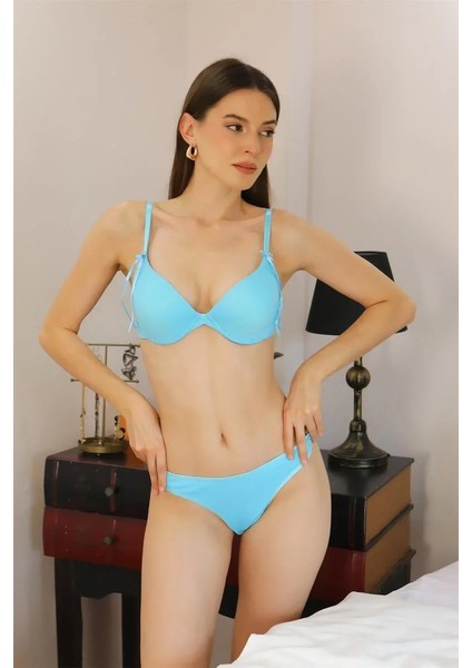 Moda Kadın Destekli Sütyen Takım Mavi