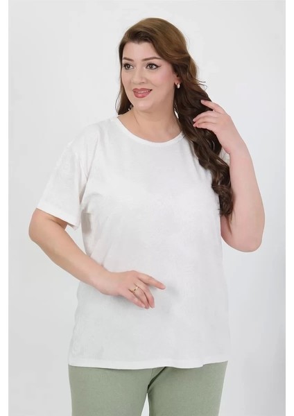 Moda Kadın Büyük Beden Kısa Kol Penye Pijama Takımı Beyaz fiyatları