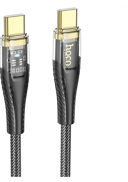 Hoco U121 Gold Standard Transparent Discovery Edition 60W Type-C To Type-C Hızlı Şarj ve Data KABLOS-(5775)