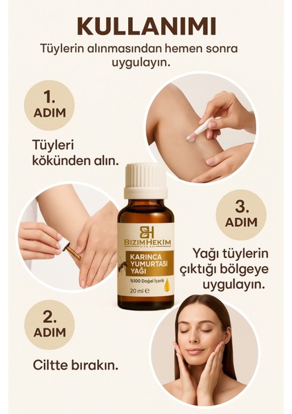 Karınca Yumurtası Yağı Tüy Azaltıcı Tüy Tüy Dökücü 20 ml Karınca Yumurtası Yağı %100 Saf modelleri