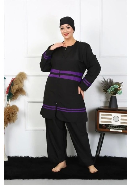 Moda Büyük Beden Tesettür Mayo Siyah