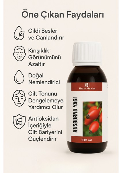 Kuşburnu Yağı 100 ml | %100 Doğal Soğuk Pres | Leke Karşıtı – Cilt Bakımı – Nemlendirici fiyatları
