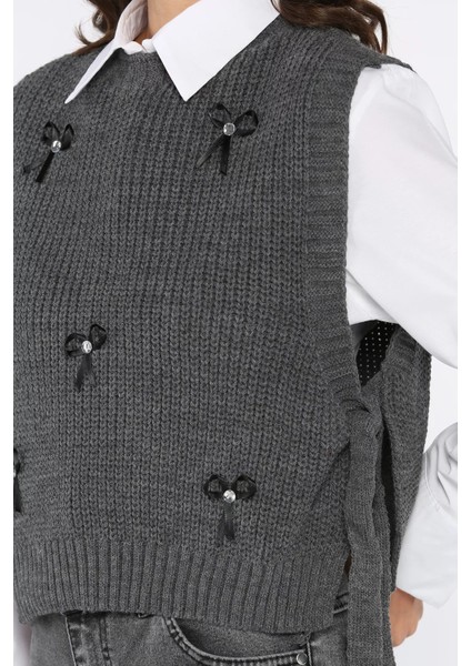 Yan Bağlamalı Fiyonklu Triko Süveter (S-M-L-Xl Uyumludur) P-00017992 fırsatları