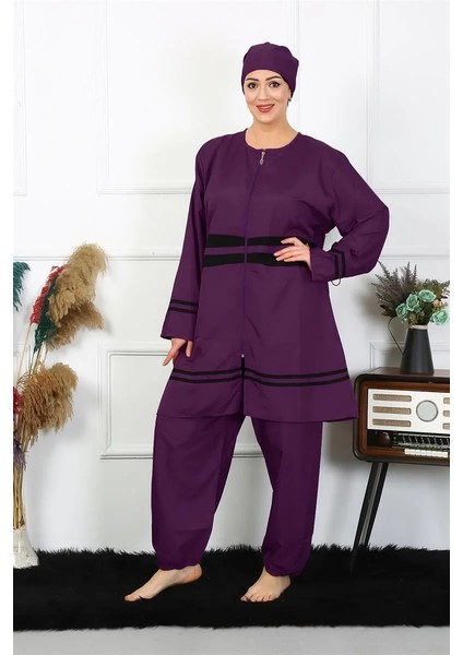Moda Büyük Beden Tesettür Mayo Mor