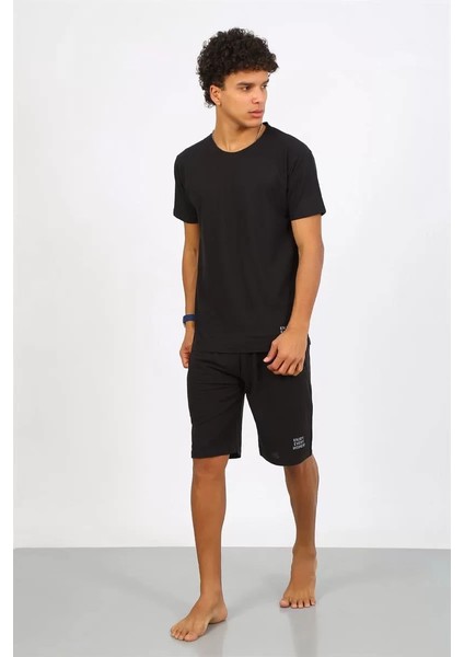 Moda Erkek Pamuk Lakost Alt Üst Kaprili Pijama Takım Siyah fiyatları