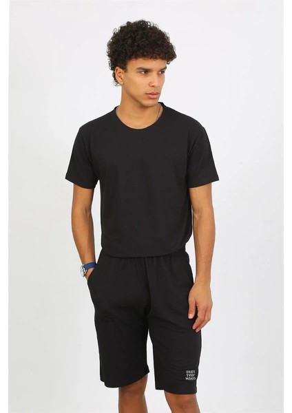 Moda Erkek Pamuk Lakost Alt Üst Kaprili Pijama Takım Siyah indirimleri
