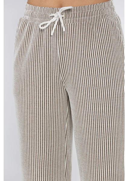 Kadın Su Yolu Çizgili Bol Paça Pantolon P-00017995 fırsatları