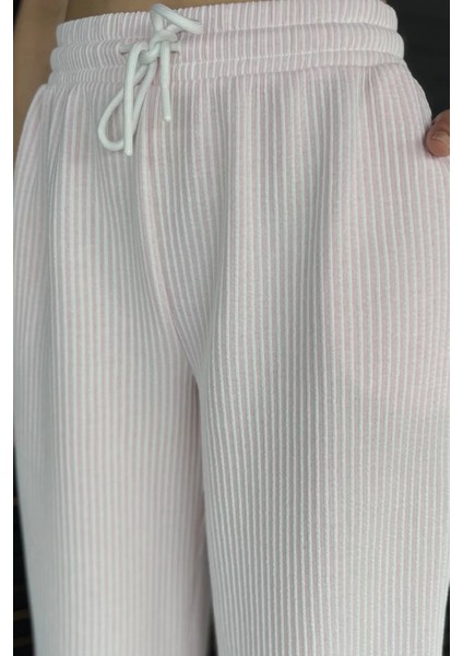 Kadın Su Yolu Çizgili Bol Paça Pantolon P-00017995 fırsatları