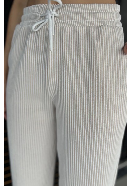 Kadın Su Yolu Çizgili Bol Paça Pantolon P-00017995 fırsatları