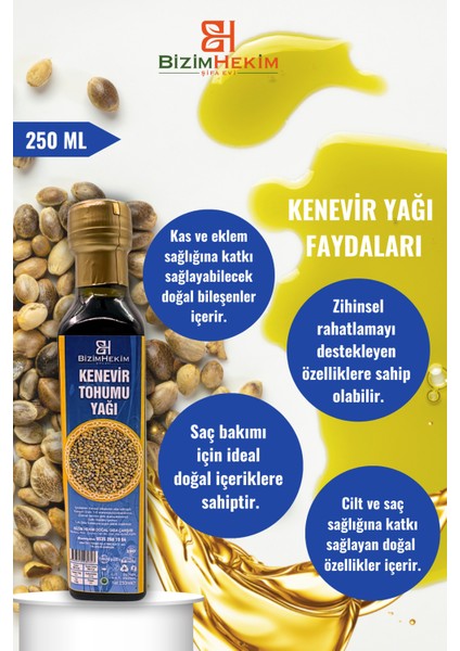 Kenevir Yağı 250 ml – Doğal ve Soğuk Sıkım