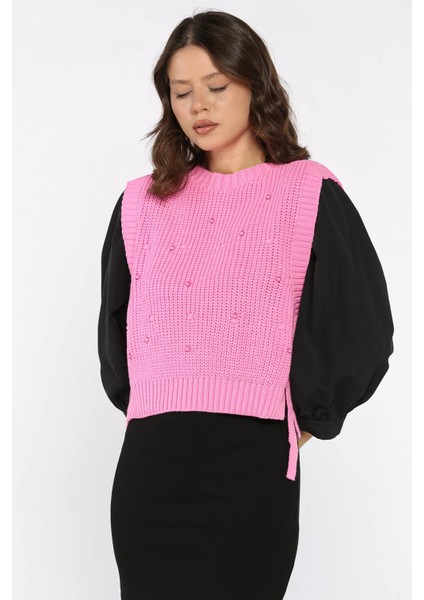 Yan Bağlamalı Incili Triko Süveter (S-M-L-Xl Uyumludur) P-00017994 fiyatları