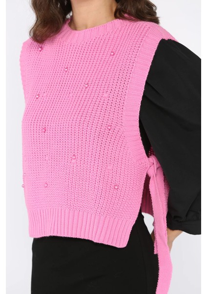 Yan Bağlamalı Incili Triko Süveter (S-M-L-Xl Uyumludur) P-00017994 fırsatları