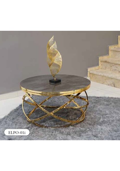 Mim Antrasit - Gold Elips Orta Sehpa