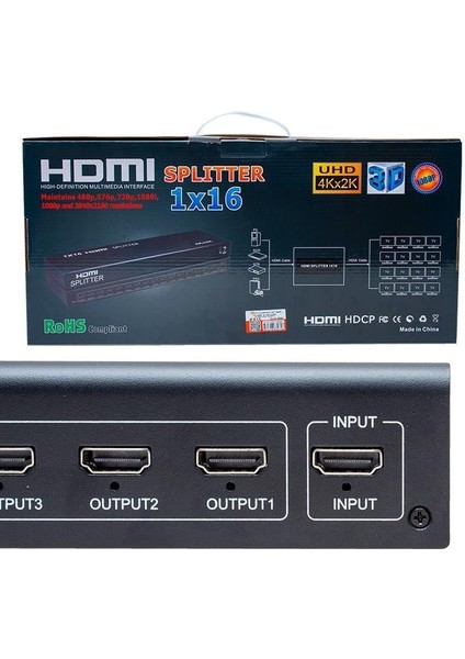16 Port 1080P 3D 4KX2K Destekli 1 Giriş 16 Çıkış HDMI Dağıtıcı PM-4262 modelleri
