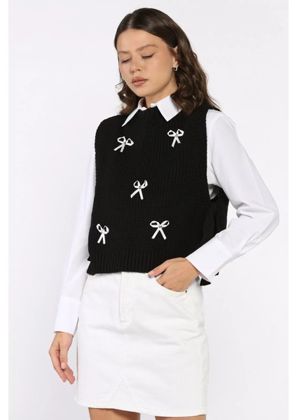 Yan Bağlamalı Fiyonklu Triko Süveter (S-M-L-Xl Uyumludur) P-00017992 fiyatları