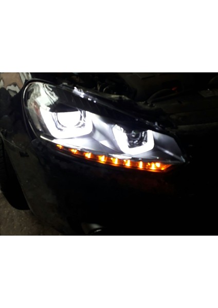 2009 - 2012 Vw Uyumlu Golf 6 Çift U LED Kayar Sinyal Mercek Far Takımı indirimleri