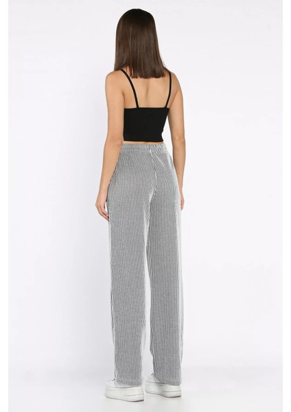 Kadın Su Yolu Çizgili Bol Paça Pantolon P-00017995 modelleri