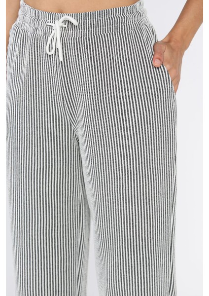 Kadın Su Yolu Çizgili Bol Paça Pantolon P-00017995 fırsatları