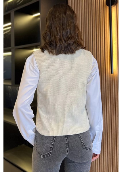 Kadın Düğmeli Triko Yelek (S-M-L-Xl Uyumludur) P-00017991 modelleri