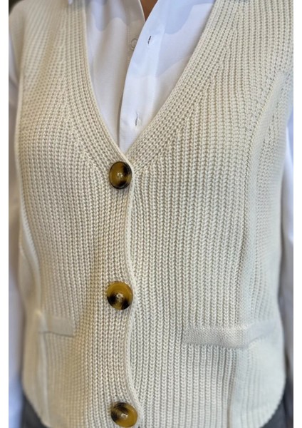 Kadın Düğmeli Triko Yelek (S-M-L-Xl Uyumludur) P-00017991 fırsatları
