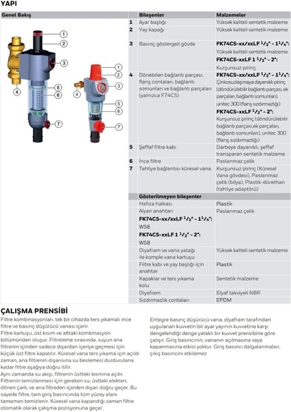 FK74CS -1AA Basınç Düşürücülü Ters Yıkamalı Filtre